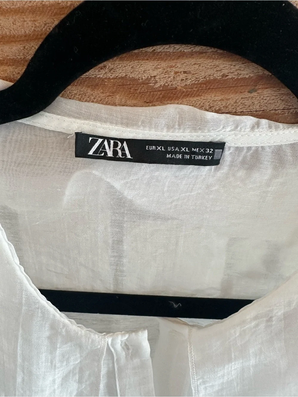 ZARA White Ruffle Sheer Blouse Size XL - Picture 2 of 3